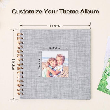 Scrapbook Photo Album 8x8 Inches 40 Pages Hardcover Kraft Paper Linen Cover Scrap Book Memory Book DIY Scrapbook Albums for Wedding Baby Boyfriend Travel Anniversary Family, Grey