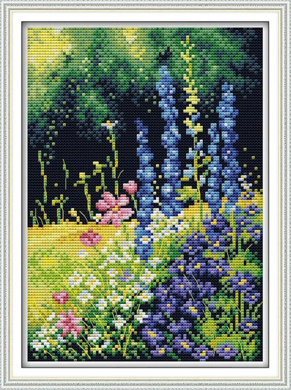 Maydiyer 11CT Stamped Cross Stitch Kits Pre-Printed Embroidery Kit Flowers Pattern for Girls Needlework Sets-Beautiful Flowers (3) 10.6×15 inch