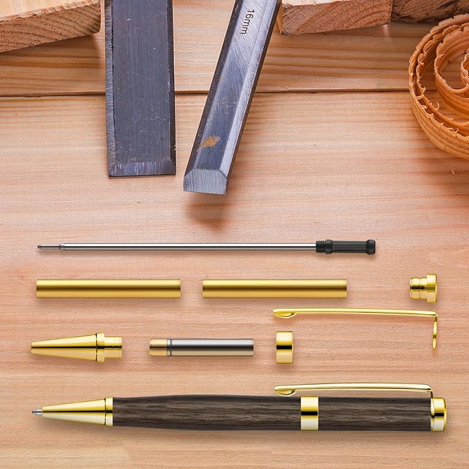 Colarr 20 Pcs 7mm Slimline Pen Kit with Refill Wood Turning Twist Pen Kit Lathe Turning Supplies for DIY Copper Making Friend Teacher Students Gifts(Assorted Color)
