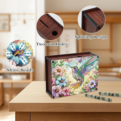 DIY Diamond Painting Money Box Kit, Bird Adult 5D Diamond Art Money Box, Creative Coin Diamond Art Storage Jar, Suitable for Birthdays, Christmas, Home Decor Handicraft Gifts
