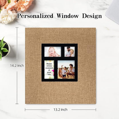 potricher Photo Album 4x6 1000 Photos Linen Cover Large Capacity Picture Albums for Family Wedding Anniversary Baby Vacation (Khaki)