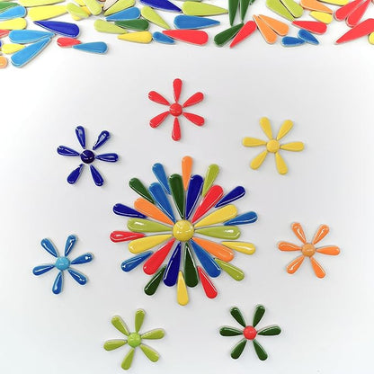 EDFLIFE Glazed Ceramic Tiles for Crafts, Tear Drop Porcelain Mosaic Tiles for Crafts, 1.1LB Leaf Petal Tiles for Mosaic Art Projects and Outdoor Decorations (Drop Mixed)…