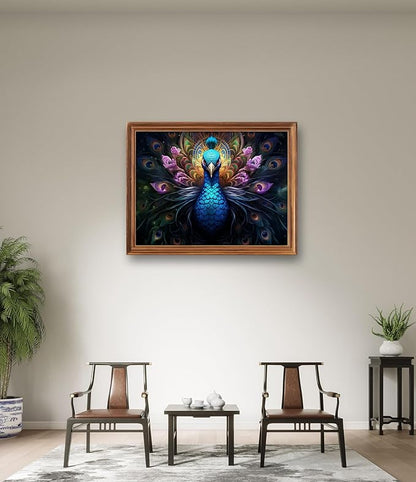 Leczany Cross Stitch Stamped Kit for Beginner - Peacock Spreads Wings | DIY Embroidery Starter Patterns Craft Kit Needlepoint for Adults | 11CT, 3 Strands | 16.9x13 inches