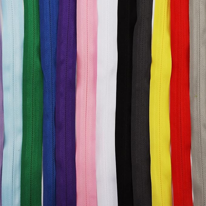 Invisible Zipper, DOITEM 15pcs 20cm/8 Inch Invisible Multicolor Nylon Coil Zippers for Sewing and Crafts 15 Colors