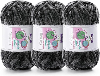 3 Skeins Velvet Chunky Yarn, Chenille Yarn for Crocheting and Hand Knitting, Blanket Yarns for Making Scarves and Knitting Projects - Amigurumi Crochet Yarn (3×3.5oz, 3×87.5yds)