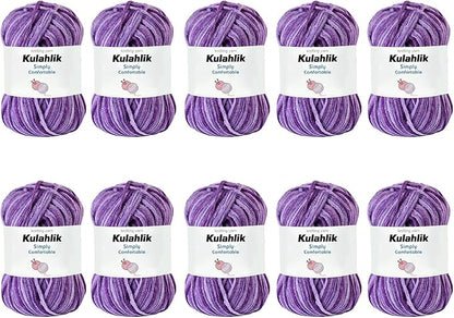 500g(10x50g) Acrylic Yarn for Crocheting and Knitting, Colorful Gradient Yarn Thread, 10 Rolls Skeins, Multicolor Hilo Acrílico, Perfect for DIY Crafts Project