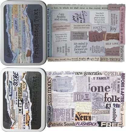 AuriicLeaf Vintage Fragmented Text Stickers, 400 PCS Washi Ephemera for Scrapbooking, Journaling, Crafting, DIY Projects, Diaries, and Art Supplies - 2 Iron Boxes Included