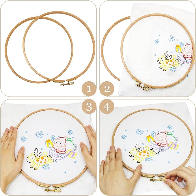 2 Pack 2.75'' Embroidery Hoop, Guofa 7CM Round Beech Wood Cross Stitch Hoops, Hanging Embroidery Frame Hoop for Decoration