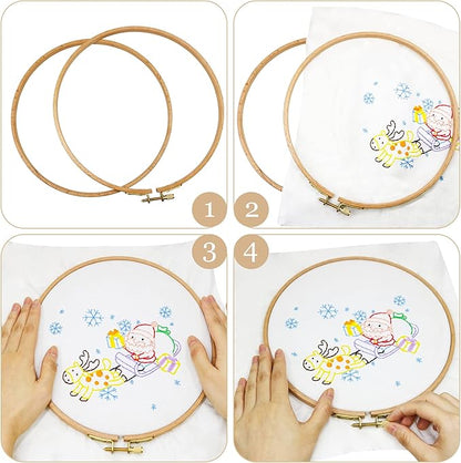 2 Pack 2.75'' Embroidery Hoop, Guofa 7CM Round Beech Wood Cross Stitch Hoops, Hanging Embroidery Frame Hoop for Decoration