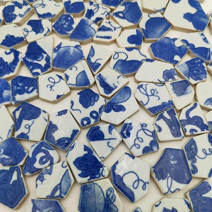 1.1 LB Porcelain Ceramic Mosaic Tiles,Broken Irregular Mosaic Tiles for DIY Craft Floor,Kitchen,Pool, Flower Pots Mosaic Making Supplies (Porcelain 07)