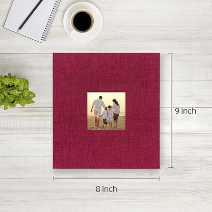 potricher Small Photo Album 4x6 200 Photos Linen Cover Picture Photo Book for Family Wedding Anniversary Baby Vacation (Red,200 Pockets)