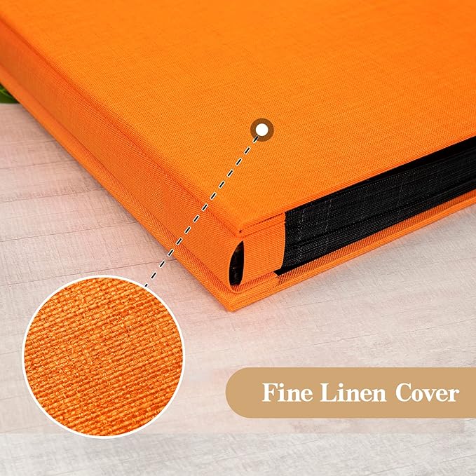 potricher Small Photo Album 4x6 300 Photos Linen Cover Picture Photo Book for Family Wedding Anniversary Baby Vacation (Orange,300 Pockets)