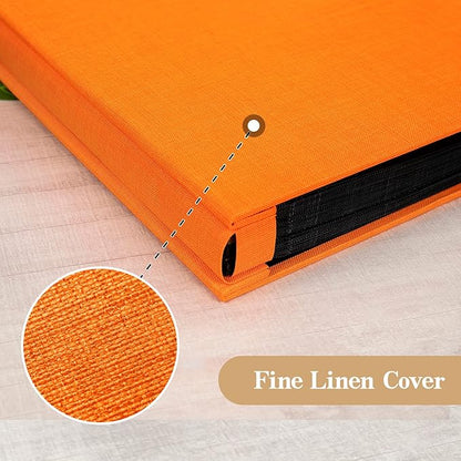 potricher Small Photo Album 4x6 100 Photos Linen Cover Picture Photo Book for Family Wedding Anniversary Baby Vacation (Orange,100 Pockets)