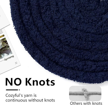 Chunky Yarn for Hand Knitting - #10 Chunky Chenille Yarn, Jumbo Big Thick Chunky Yarns for Crocheting, Super Bulky Chunky Knit Blanket Yarns, 8 Skein (25yd, 8oz/Skein), Country & Navy