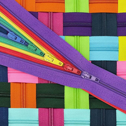 Invisible Zippers for Sewing, DOITEM 15pcs 30cm/12 Inch Invisible Multicolor Nylon Coil Zippers for Sewing and Crafts 15 Colors