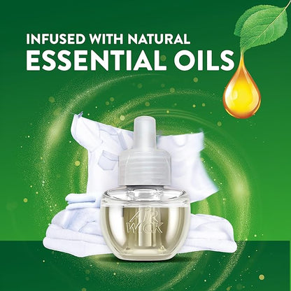 Air Wick Plug in Scented Oil Starter Kit, 2 Warmers + 6 Refills, Fresh Linen, Same Familiar Smell of Fresh Laundry, Eco Friendly, Essential Oils, Air Freshener