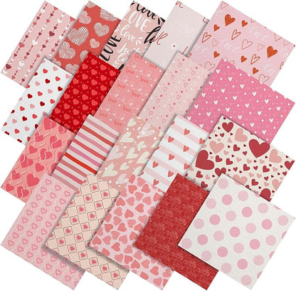 Fainne 40 Sheet 12 x 12 Inch Valentine‘S Day Scrapbook Paper Double Sided Scrapbook Specialty Paper Pink Red Heart Love Printed for DIY Handmade Crafting Home Party Decor Card Making
