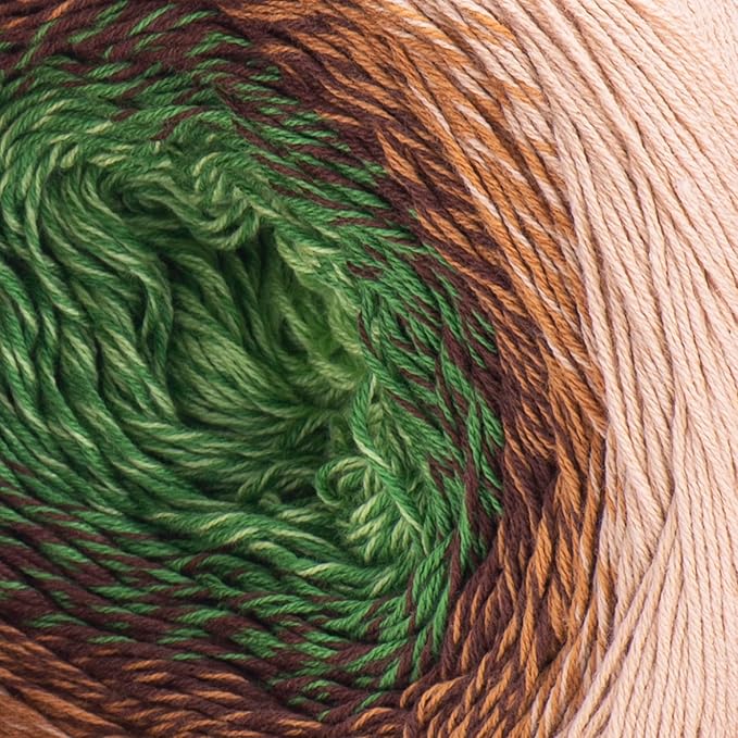 2 Skein/Pack Yarnart Flowers Gradient Yarn, Each Ball 8.8 Oz (250gr) / 1094 Yards (1000m), 55% Cotton 45% Acrylic, Superfine Fingering Weight for Knitting and Crochet, 308 - Brown Green