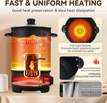 Vtsmax 12Lbs Wax Melter for Candle Making Pot with Temp Control and No-Clog Pour Spout, Easy to Use & Clean for Candle, Soap, Home & Commercial Use