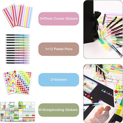 Vienrose Scrapbook Album 80 Pages, DIY Photo Album with Accessories, White Kraft Paper Memory Book for Wedding, Birthday, Travel, Valentine, Mother’s Day, 11x8 Inches