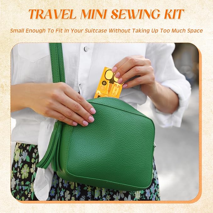 Knitgrip 25 Boxes Mini Travel Sewing Kit Quick Fix Sewing Kits Bulk Basic Portable Pre Threaded Needle Emergency Repair Tool for Christmas Gifts Beginner Traveler Home Hotel (Orange)