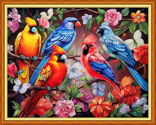 Dooxvey Cross Stitch Kits for Adults Stamped Full Range of Embroidery Starter Kits for Beginners 11CT Printed Cross Stitch Patterns Needlepoint Kits Stamped Crossstitching-Birds Flowers 16x20 inch