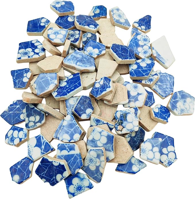 1.1 LB Porcelain Ceramic Mosaic Tiles,Broken Irregular Mosaic Tiles for DIY Craft Floor,Kitchen,Pool, Flower Pots Mosaic Making Supplies (Porcelain 03)
