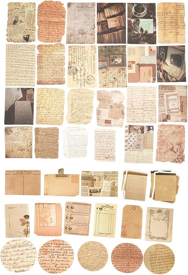 200PCS Vintage Scrapbooking Supplies Pack for Junk Journal Planners Decoupage Paper Scrapbook Stickers Aesthetic Cottagecore Collage Craft Album (Handwritten letters)
