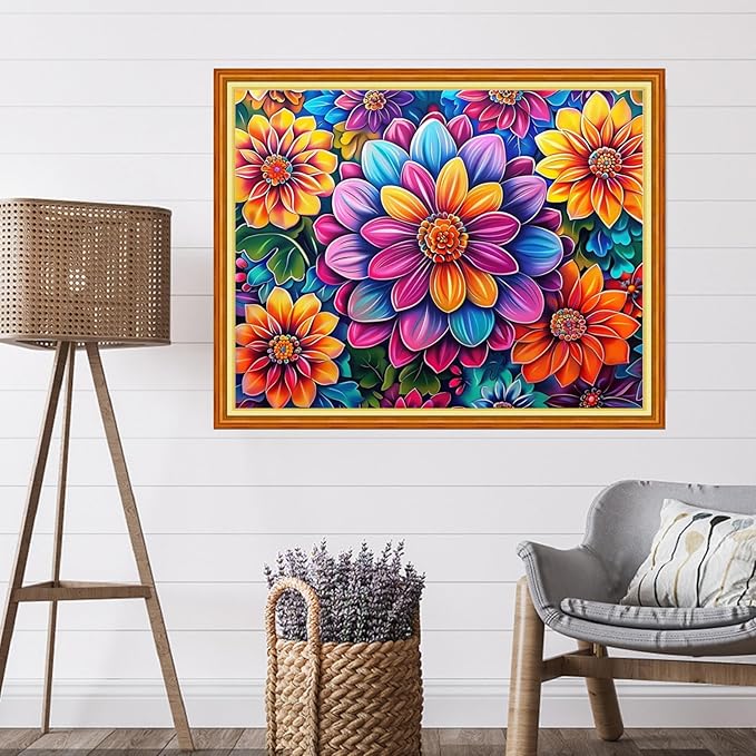 Artvxeay Stamped Cross Stitch Kits | Embroidery Kits for Beginners Craft Kit Needlepoint for Adults Supplies DIY 11CT- (Colourful Flowers 16x20 inch)