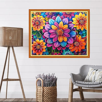 Artvxeay Stamped Cross Stitch Kits | Embroidery Kits for Beginners Craft Kit Needlepoint for Adults Supplies DIY 11CT- (Colourful Flowers 16x20 inch)