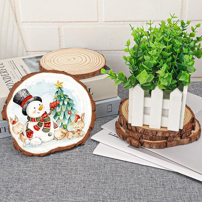 26 PCS Unfinished Wood Slices for Centerpieces, 5.5-6.3 Inch Natural Wood Slices with Tree Bark Pine and Wood Rounds Discs for DIY Crafts, Centerpieces, Art & Decor