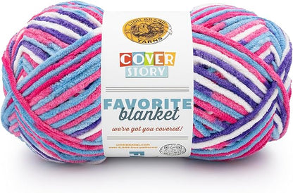 Lion Brand Yarn, Cover Story Favorite Blanket Yarn for Knitting and Crochet, 223 Yards, Dreamhouse, 1 Pack
