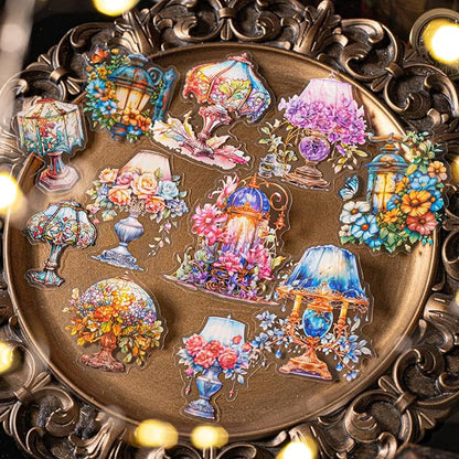 50 Pieces Vintage Lighting Aesthetic Stickers, PET Scrapbooking Decals for Bullet Journals, Planners, Card Making, Laptops, and Adult DIY Arts & Crafts (5 Pack)