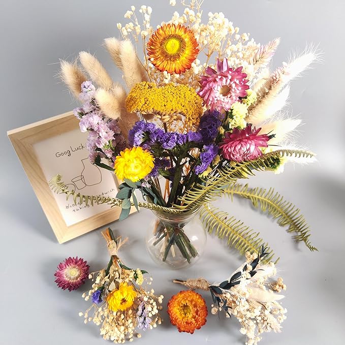 DIY Natural Dried Flowers Kit for Crafts - Box of Dried Flower Kit Perfect for Home Decor, Wedding Decor, DIY Wreath & Bouquet, Resin, Scrapbooking, Floral Arrangement, Handcraft (Multi-Color)