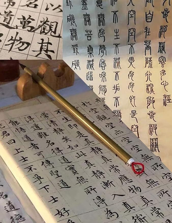 Qi Ming Wen Fang Professional Calligraphy brush, Xiaokai Chinese Brush for Small Regular Script, Chinese Calligraphy Brush, Weasel Hair Brush for Chinese or Japanese Kanji 1pc (QingSu Large 1pc)