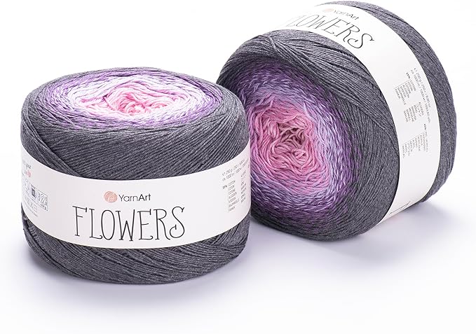 2 Skein Yarn Art Flowers Yarn 55% Cotton 45% Acrylic 250gr 1094yds Multicolor Cotton Yarn Rainbow Crochet Yarn Spring Summer Fine 1 Top 7 Most Used Colors (Flowers, 276)