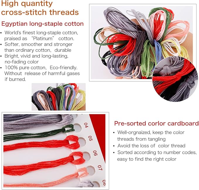 ITSTITCH Stamped Cross Stitch for Adults 11CT 25X25 inch DIY Embroidery Starter Kits Easy Patterns Embroidery for Hand Crafts DMC Printed Cross Stitch Kits Supplies Needlework -Flower and Peach