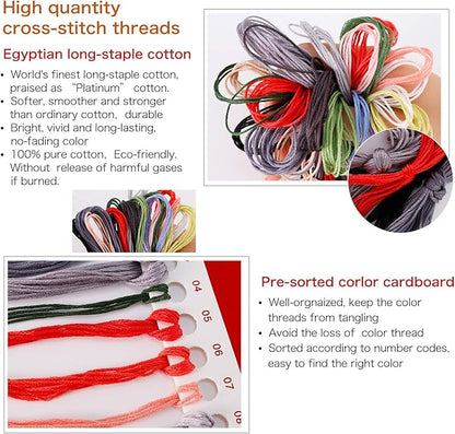 Printed Cross Stitch Kits 11CT 24X19 inch 100% Cotton Holiday Gift DIY Embroidery Starter Kits Easy Patterns Embroidery for Girls Crafts DMC Stamped Cross-Stitch Supplies Needlework Sunflower