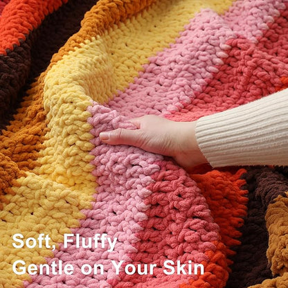 #6 Super Bulky Blanket Yarn for Crocheting - 4 Skeins(Each 10.5oz/300g, 220yds/201m), Chunky Chenille Thick Plush Big Soft Yarn for Crocheting Knitting Blankets, Cherry Red