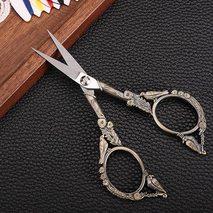 YOUGUOM Embroidery Scissors, Small Sharp Pointed Sewing Scissors for Craft Cross Stitch Needlework Artwork Knitting Thread Yarn Detail Cutting Tools, 4.6in Little Bronze Bird Scissor