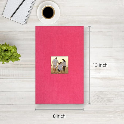 potricher Small Photo Album 4x6 300 Photos Linen Cover Picture Photo Book for Family Wedding Anniversary Baby Vacation (Rose Red,300 Pockets)