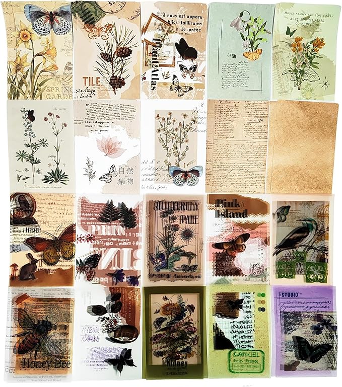 251PCS Vintage Scrapbook Supplies Pack, Scrapbooking Paper and Stickers Ephemera Bundle Junk Journal Kit for Art Aesthetic Journaling Collage Decoupage Craft (Flowers and Birds)