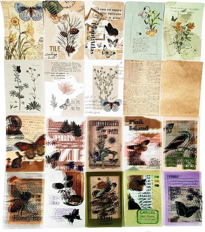 251PCS Vintage Scrapbook Supplies Pack, Scrapbooking Paper and Stickers Ephemera Bundle Junk Journal Kit for Art Aesthetic Journaling Collage Decoupage Craft (Flowers and Birds)