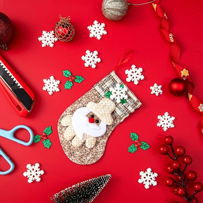 160PCS Mini/Small/Miniature Christmas Decorations for DIY Crafts Include Resin Charms Snowflakes&Holly Leaves Berries, Christmas Floating Vase Filler, Xmas Ornaments Decor for Wreath Tree Gift Tag