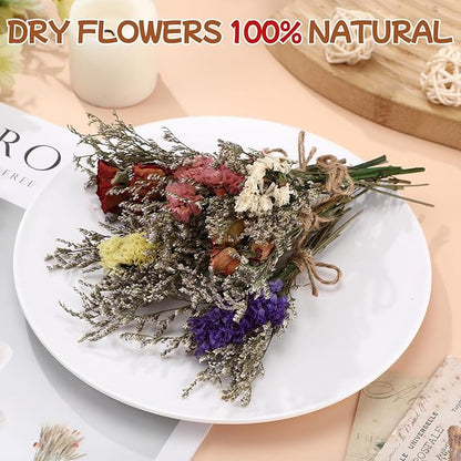 12/24 Pack Dried Flowers for Vase Various Mini Bouquet Dried Small Wildflowers Natural Real Flowers Bulk for Crafts DIY Wedding Decor (24, Multicolor)
