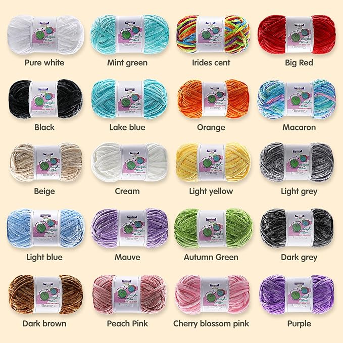 6 Skeins Velvet Chunky Yarn, Chenille for Crocheting and Hand Knitting, Blanket for Making Scarves and Knitting Projects - Amigurumi Crochet Yarns (6×3.5oz, 6×87.5yds)