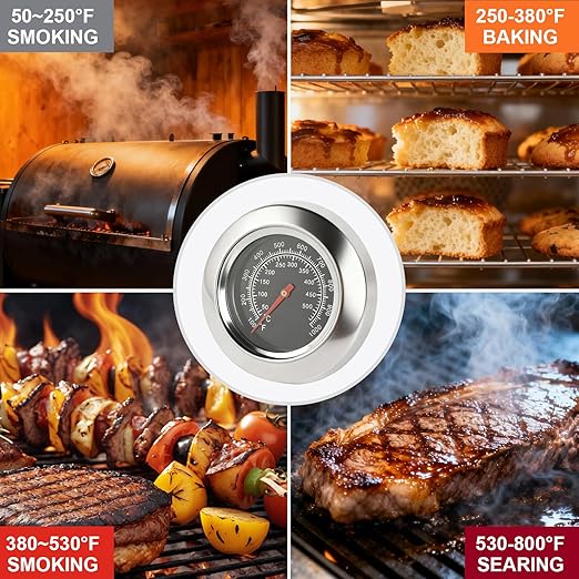 CloudHand 3" Grill Thermometer for Outside Grill BBQ Temperature Gauge Stainless Steel high Temp Thermometer 100F to 1000F BBQ for Barbecue Charcoal Grill Smoker