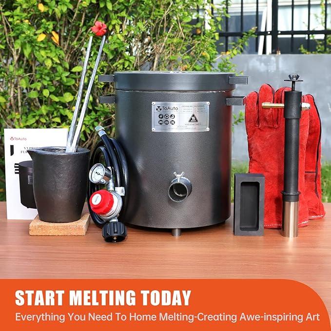 TOAUTO 6KG Propane Melting Furnace Kit TMF6000B-V3 Propane Foundry Home Kiln Casting Tool for Smelting Casting Gold Silver Copper Scrap Metal Recycle Aluminum
