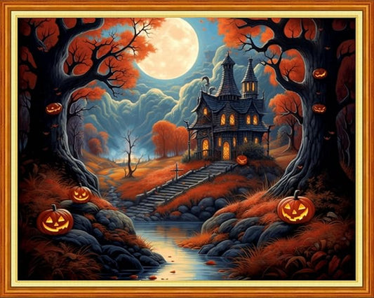 Dimensean Stamped Cross Stitch Kits Full Range of Embroidery Patterns Starter Kits for Beginners Adult DIY Cross Stitches Needlepoint Kits 11CT-Moon Magic House 16x20 inch