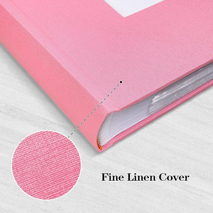 Mublalbum Photo Album 4x6 300 Photos Linen Cover with Memo Areas Photobook Pictures Book for Wedding Family Baby and Vacation (Pink)